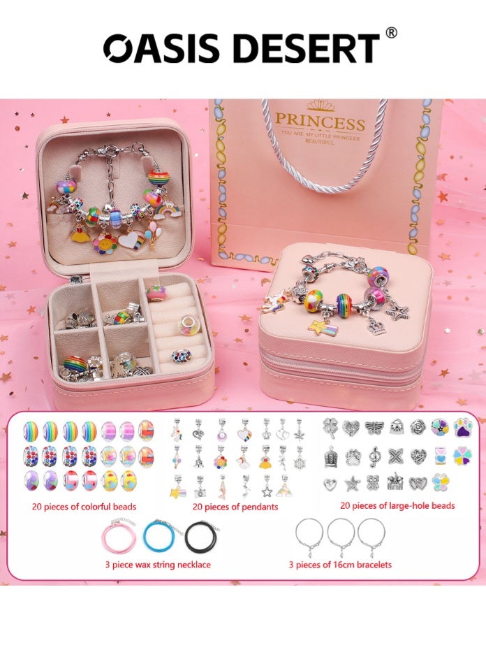 OASIS DESERT 66-Piece DIY Jewelry Bracelet Making Kit, Unicorn Mermaid Handmade Gift Set, Comes with Jewelry Box - Image 2